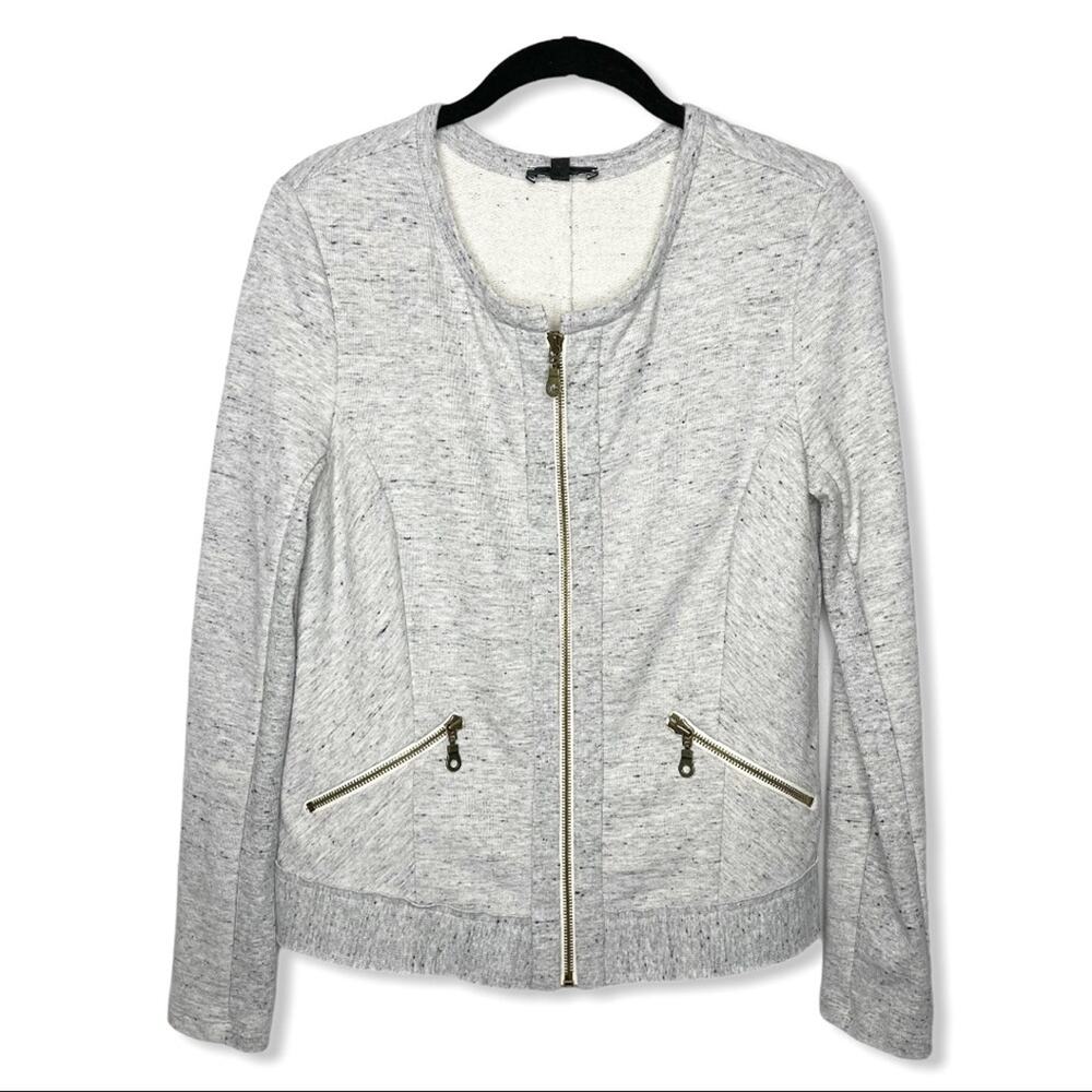 DREW / gray marled speckle full zip sweater jacket